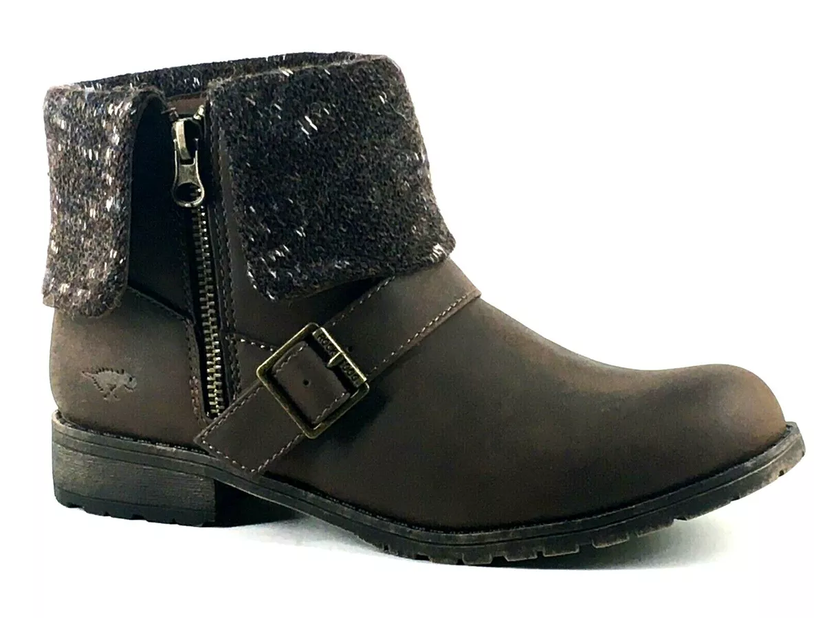 Rocket Dog Bentley Knit Womens UK5 EU 38 Brown Zip Up Low Block Heel Ankle Boots