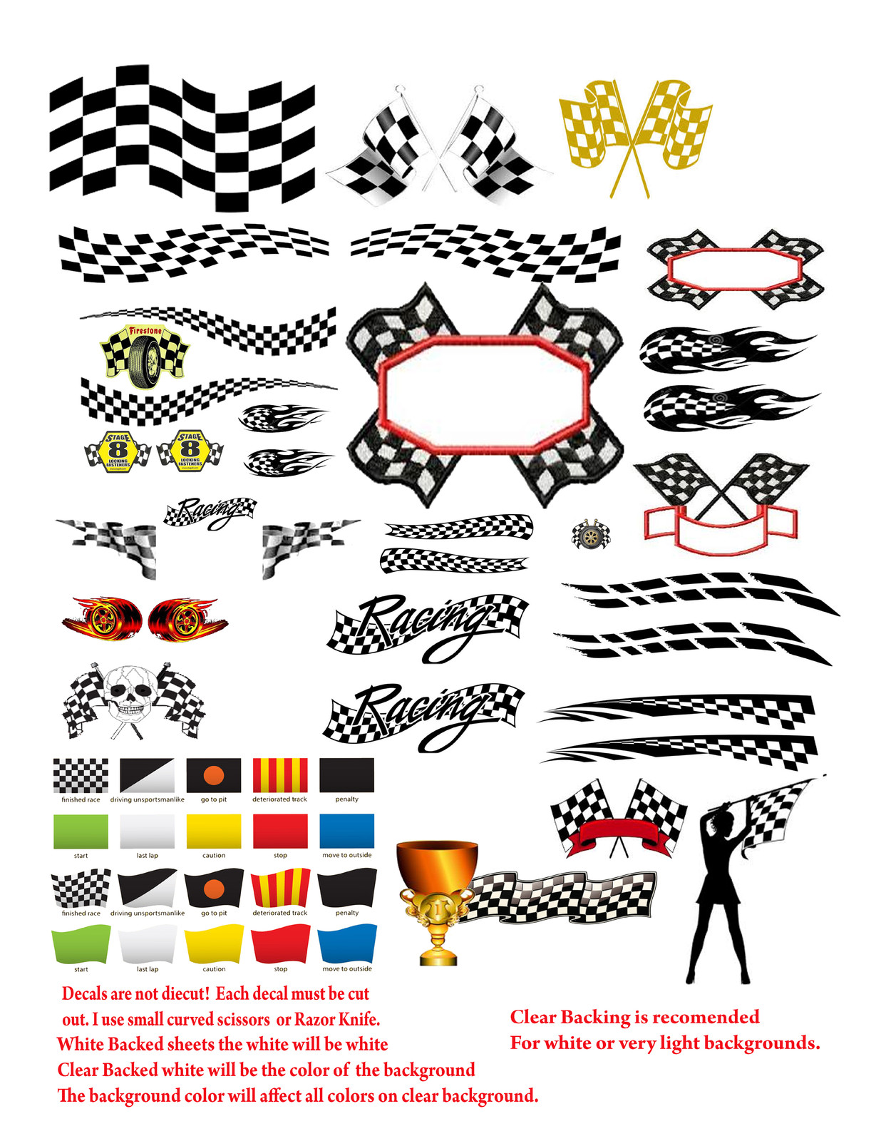 Racing Flags Decals Large For Diecast Collections, Dioramas, & Displays ...