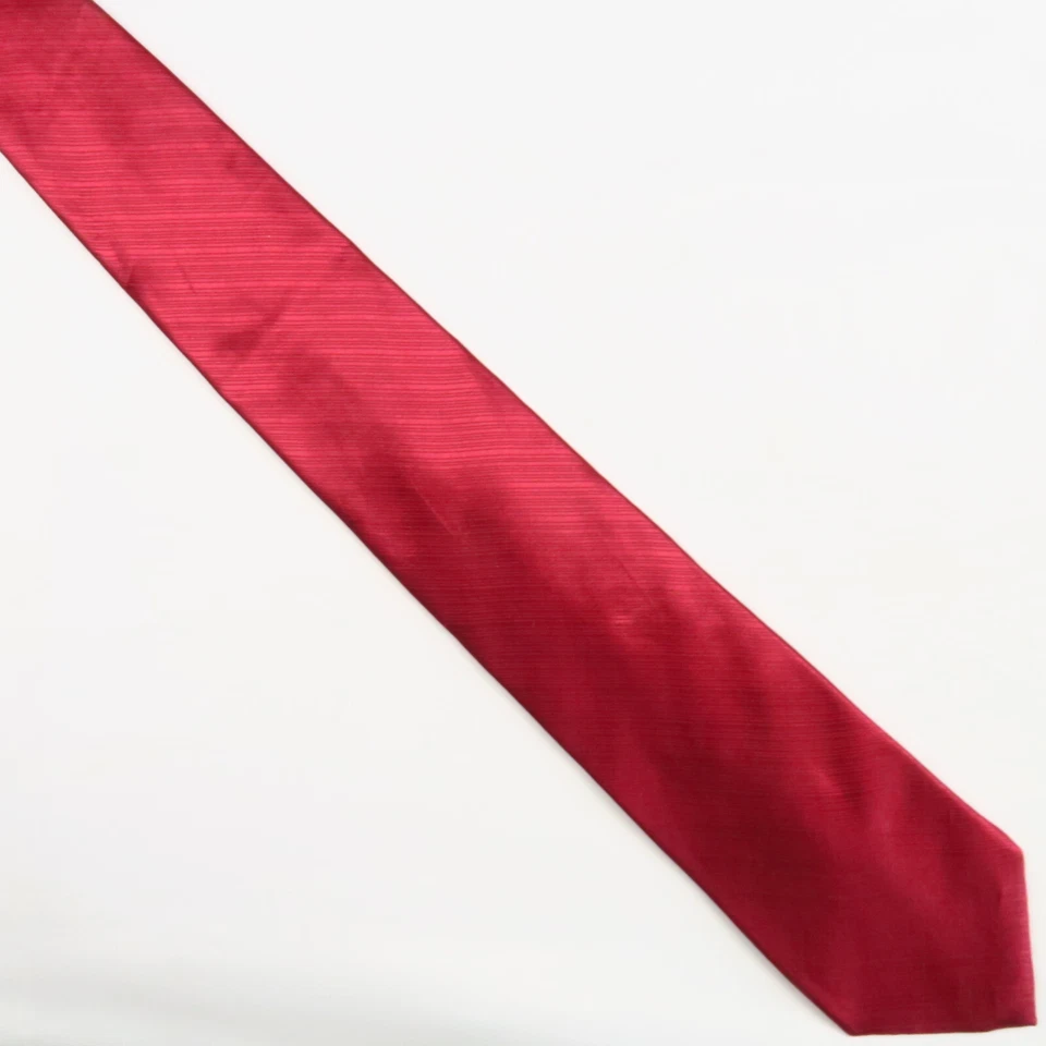 Savile Row Red Brushed Micro Stripe Mens Neck Tie 57x3.5 Bright Power Modern - Image 2 of 4