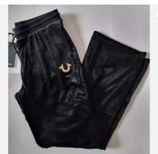 True Religion velour track pants Foil Logo Womens Size S XL Black