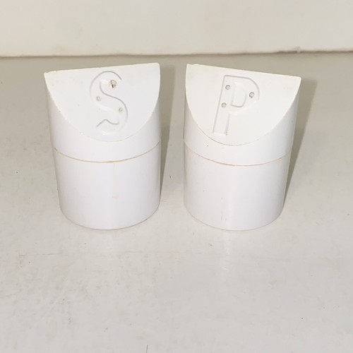Retro Solid White Half Circle Hard Plastic Salt & Pepper Shaker Set MCM Kitsch