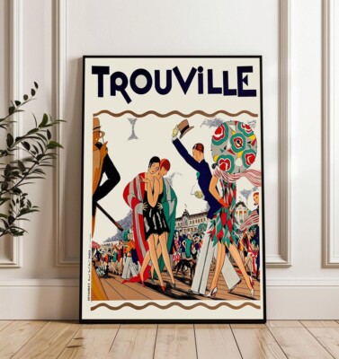 Trouville Art Deco Travel Poster French Riviera France Style Wall