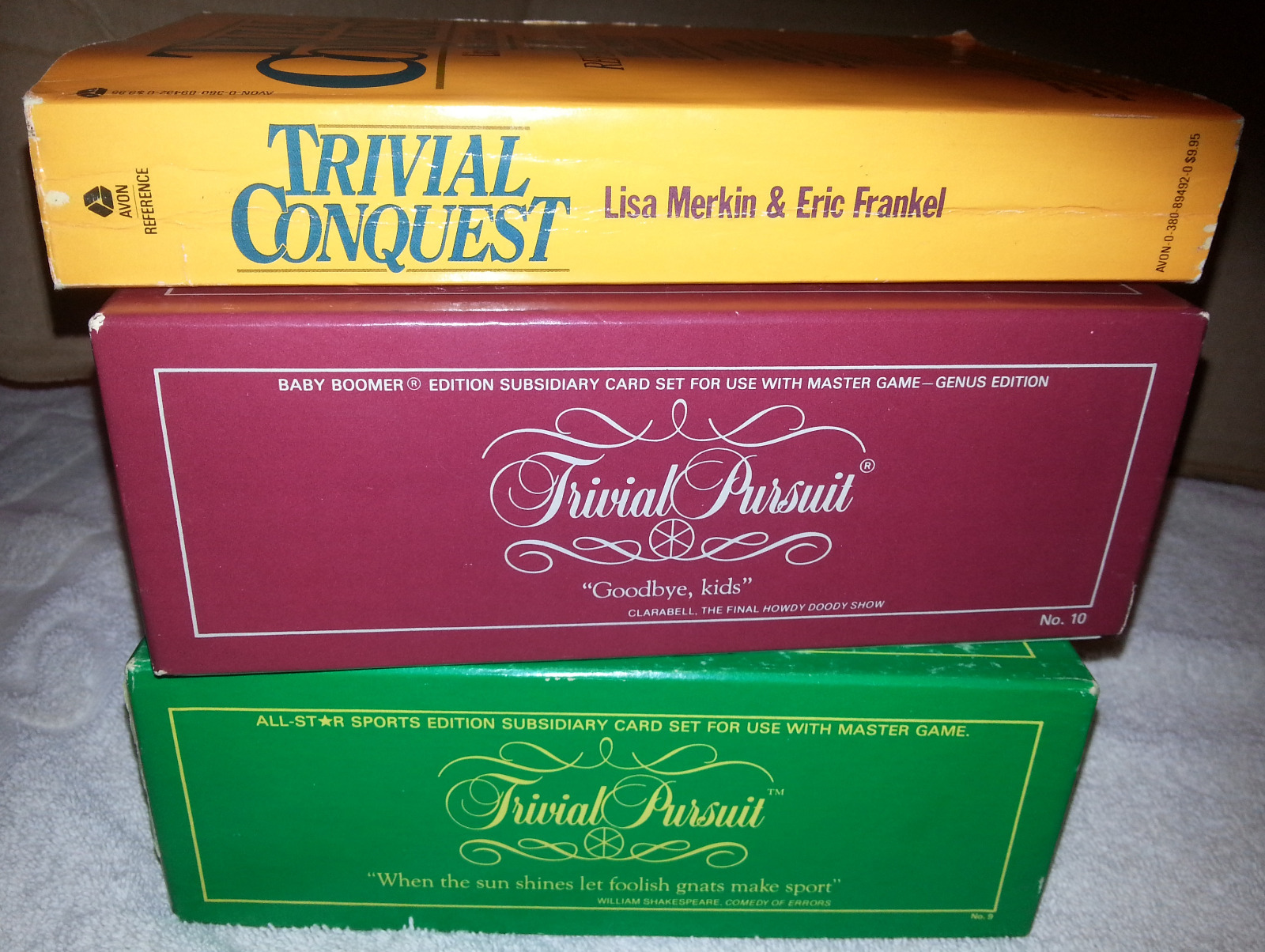 1980s Trivial Pursuit Baby Boomer & All Sports Card Sets, book, code