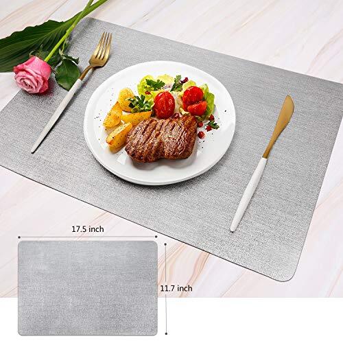 Placemats for Dining Table Set of 4, Heat-Resistant 4pcs placemats Silver - Picture 6 of 7