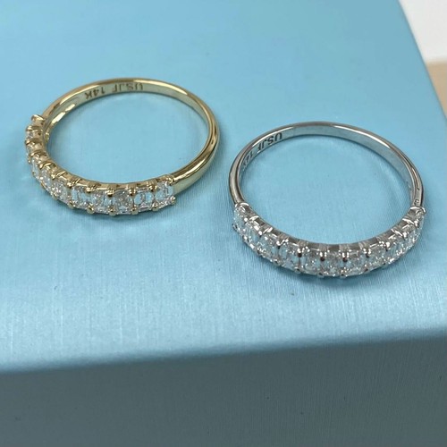 Bague de mariage diamant émeraude cultivée en laboratoire 1 carat or blanc 14 carats, jaune - Photo 8 sur 11