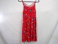 So Heritage Peach Floral Mini Dress sz L Strappy Flowy Boho Cottagecore Fairy