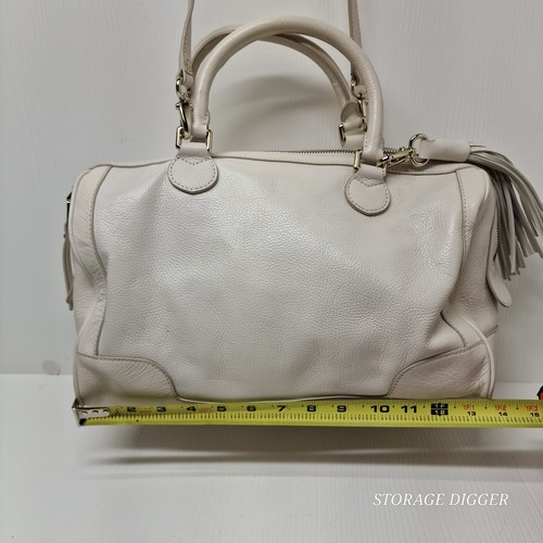 Banana Republic Evan Women's Large Pebbled Ivory Leather Handbag Satchel Bag - Picture 9 of 16