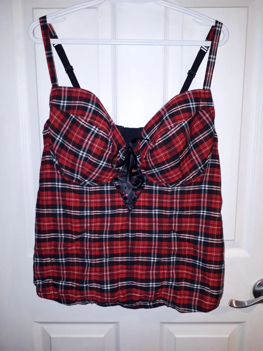 Torrid Red Plaid Bustier Top Size 3
