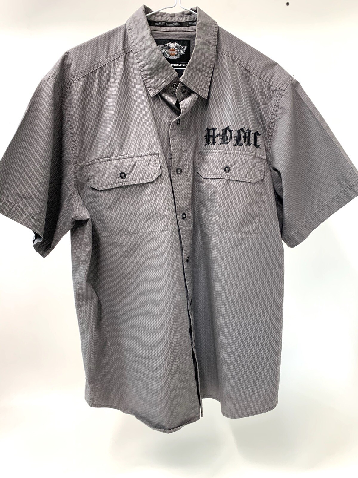 Harley Davidson HDMC Button/Snap Button Grey Print Sh… Gem