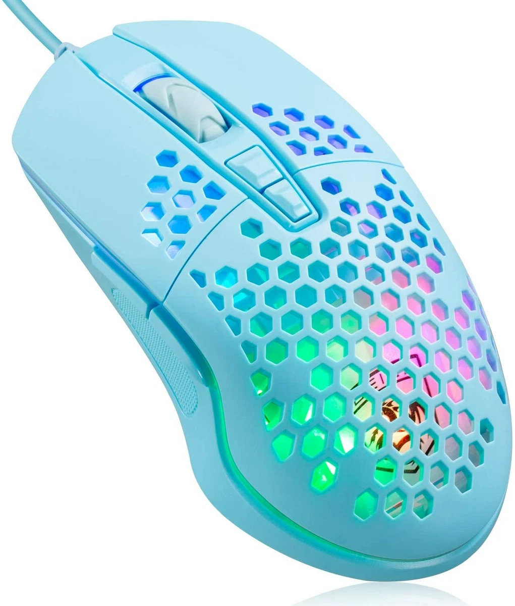 Wired Gaming Mouse LED Light USB Mouse with Honeycomb Shell 6400 DPI Gaming  Mice