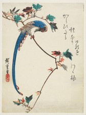 Utagawa Hiroshige - Blue magpie Giclee Fine Art Print on Canvas Wall Decor 36"