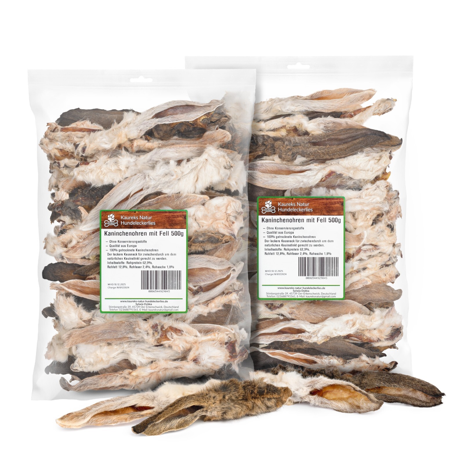Bellfor Hundesnack / Kausnack für alle Rassen - Kaninchenohren mit Fell 200g