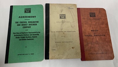 Menge ''3'' Vintage Chicago Burlington & Quincy Railroad Union Code Regelbuch (A6)