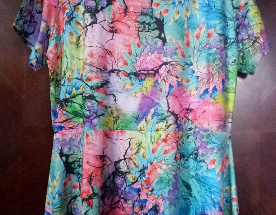 Nuevo Vestido Para Mujer Multicolor Pastel Artista Poliéster Ajuste Acampanado Midi Paragon Foto 3 de 4