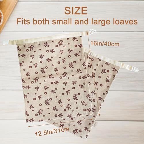 2PK Reusable Beeswax Bread Bags Cotton Keep Fresh Sourdough Bags for Homemade - Picture 3 of 6