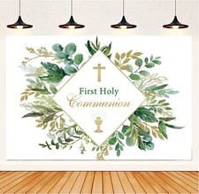 My First Communion Backdrop Baby Birthday Photo Studio Photography Golden Cro...