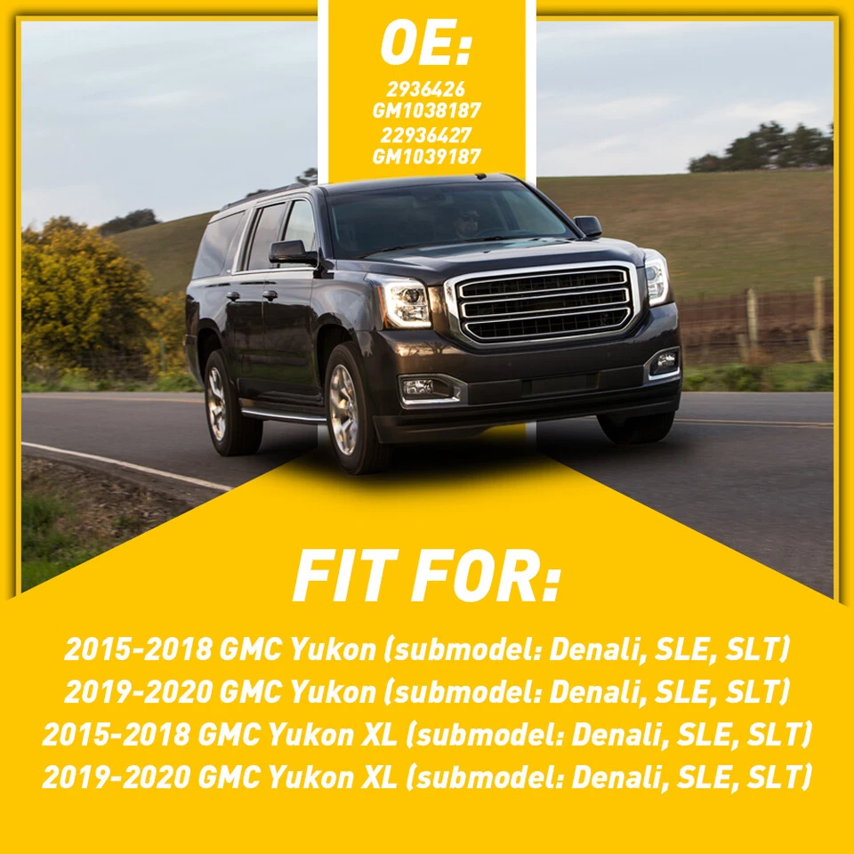 CUBIERTAS DE LUZ ANTINIEBLA PARA 2015-2020 GMC YUKON XL DENALI SLE SLT LADO IZQUIERDO+DERECHO NEGRO Foto 3 de 4