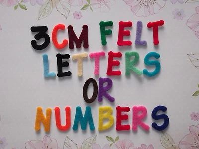3cm FELT LETTERS/NUMBERS - CHOICE OF QUANTITY & 24 COLOURS-UPPERCASE