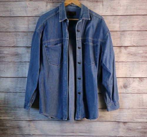 Eddie Bauer Large Button Up Long Sleeve Denim Jean Jacket Shirt