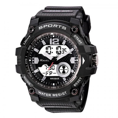 Ravel Herren 5ATM ANA-DIGI Sportuhr LED Hintergrundbeleuchtung Dual Time Water Resist