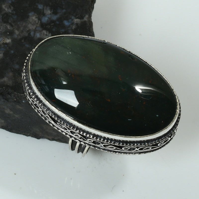 Bloodstone Gemstone Handmade Antique Design Ring Jewelry US Size-7.25 AR 61598