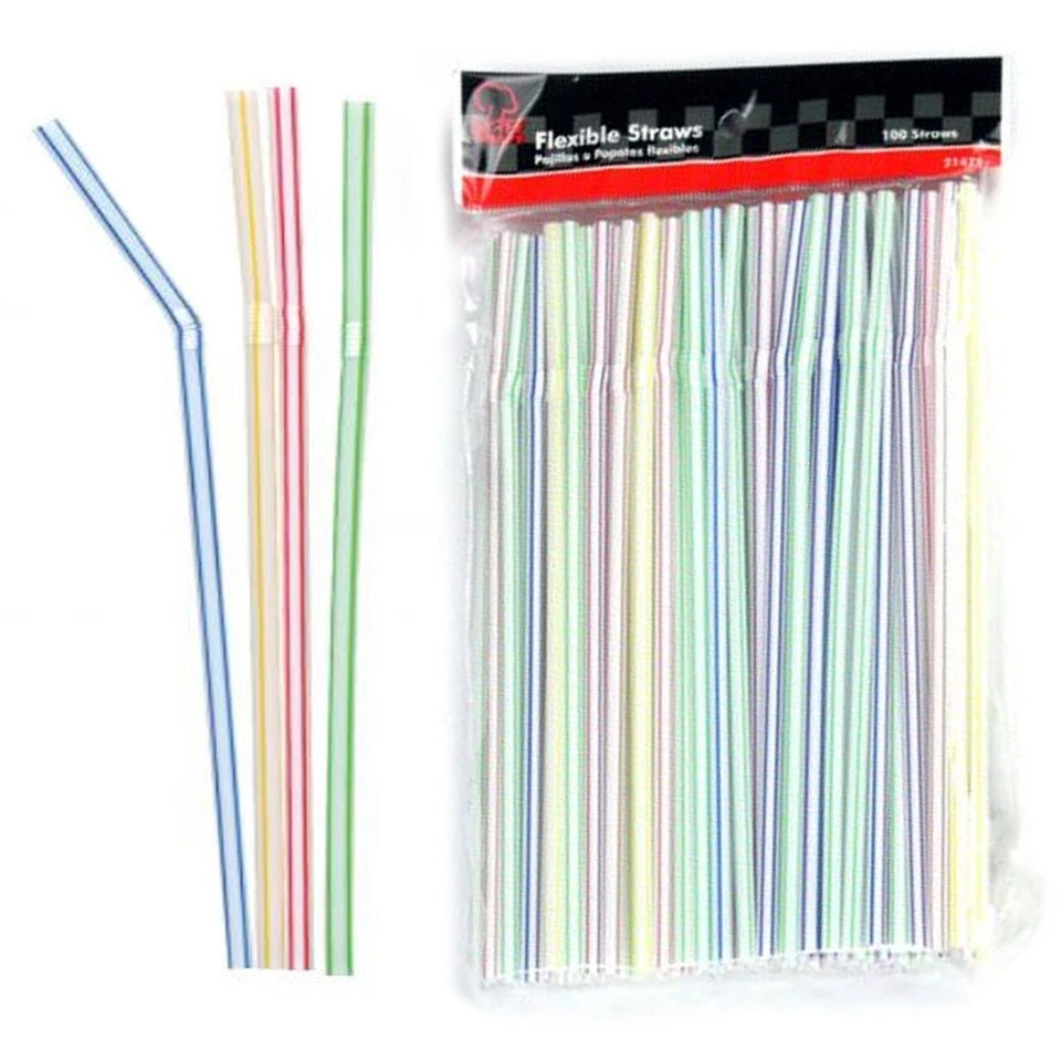ALLTOPBARGAINS 150 Pc Long Flexible Drinking Straws Party Bar Drinking Supplies Plastic Bendy