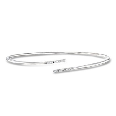 Ross-Simons 0.15 ct. t.w. Diamond Bypass Bangle Bracelet in Sterling Silver