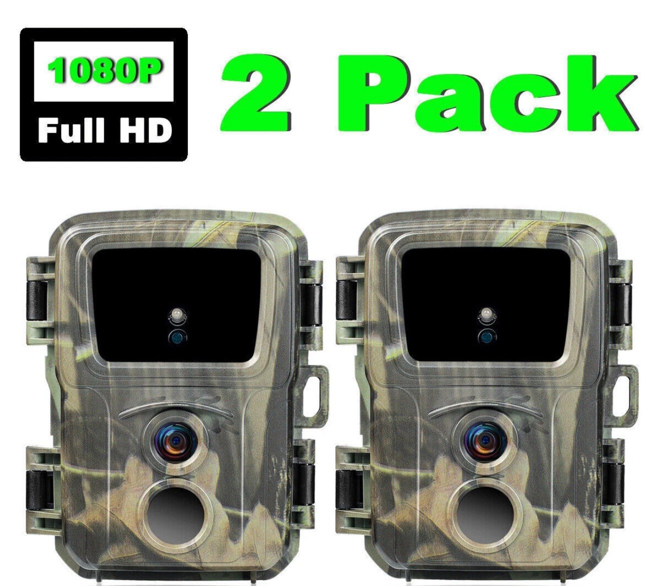 2PCS 24MP Hunting Game Trail Camera 1080P Wildlife Outdoor Cam Night Vision+32GB