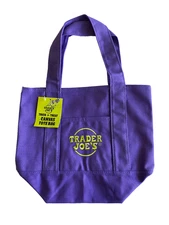 Trader Joe’s Trick or Treat Canvas Tote Bag Purple Limited Edition NEW