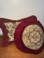 Vintage Hollywood Regency Velvet Brocade Throw Pillow Pr Heavy Down Filled