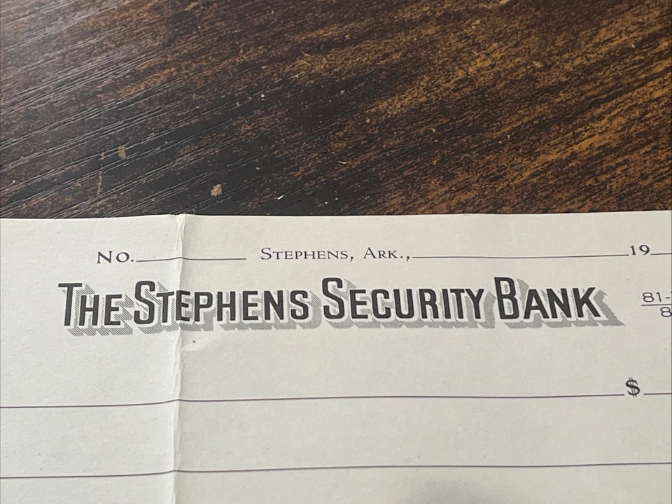 Vintage 1940's The Stephens Security Bank, Single Cashier’s Check Collectible - Image 3 of 4
