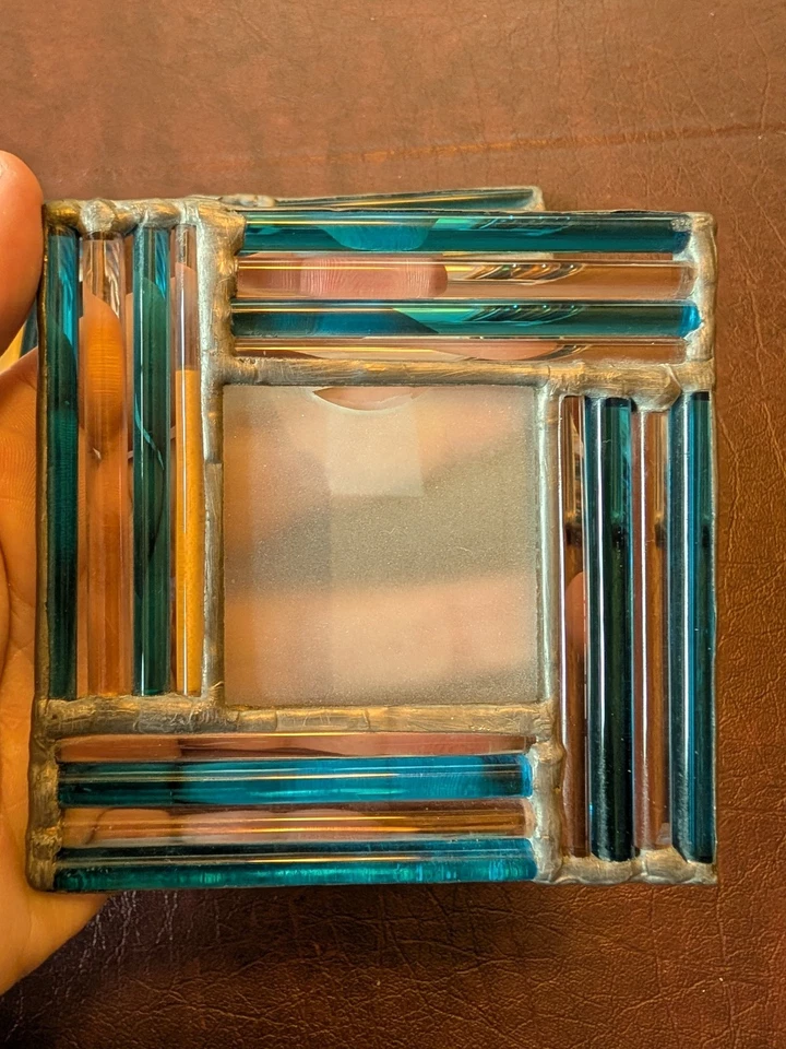 4 шт. подставки для картин ручной работы из витражного стекла трость уникальные синие бруталистские - Изображение 4 из 4
