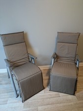 Gartenmöbel 2 Relaxstühle von Florabest in Grau mit passender Auflage