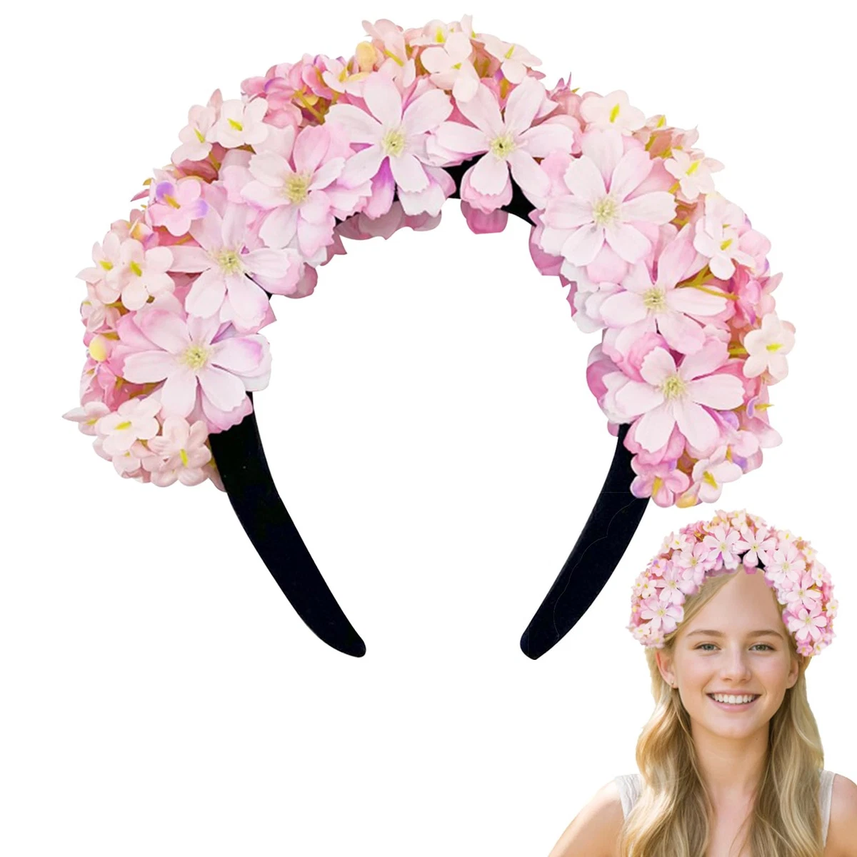 Vivivalue Coroncina con fiori in stile bohémien, regolabile, per