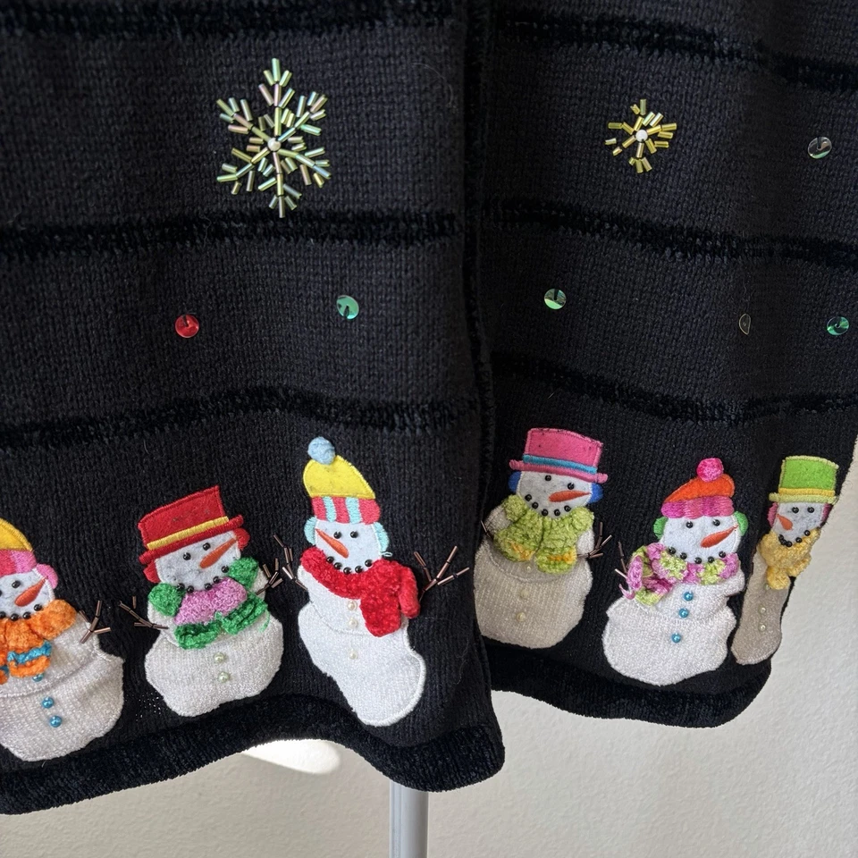 Vintage Quacker Factory Snowman Christmas Holiday Cardigan Sweater Size Medium - Image 2 of 4