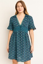 Urban Outfitters Crocheted V-neckline Rouched  Elastic Waist Retro India Mini