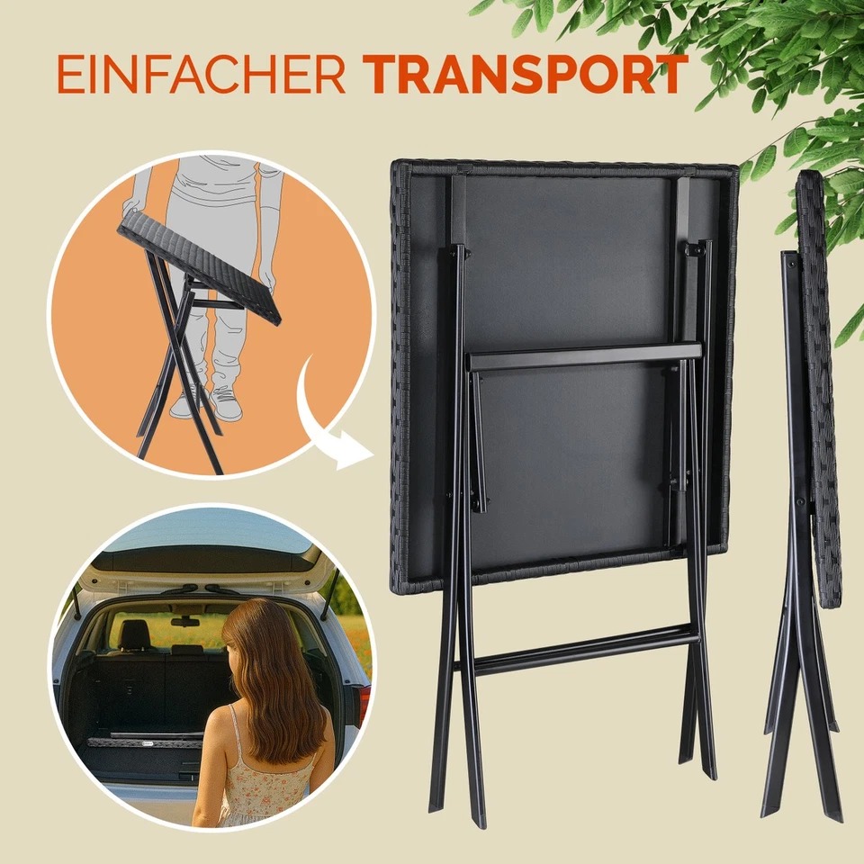 CASARIA® Klapptisch Polyrattan Klappbar Garten Balkon Camping Tisch Esstisch  - Bild 3 von 4