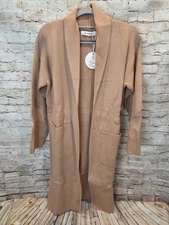 Anrabess Sweater Cover Up With Pockets Brown Size Small