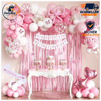 Geburtstagsdeko Rosa Happy Birthday Banner Luftballons SchäRpe Vorhang Party