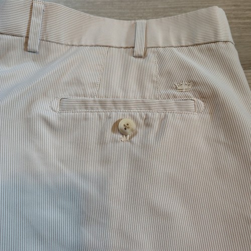Peter Millar Wicking Golf Shorts Tan White Stripe Men 40 Crown Sport Performance
