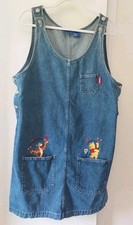 Vintage Disney Pooh Bear Piglet Denim Overall Dress Size Large