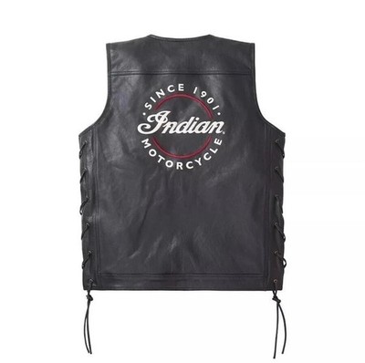 Indian Motorrad Herren Weste - Western Cut, Premium Rindslederjacke