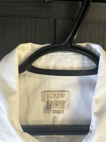 J. CREW Vestito Camicia Donna Maniche Corte Bianco Cotone M - Foto 3 di 4