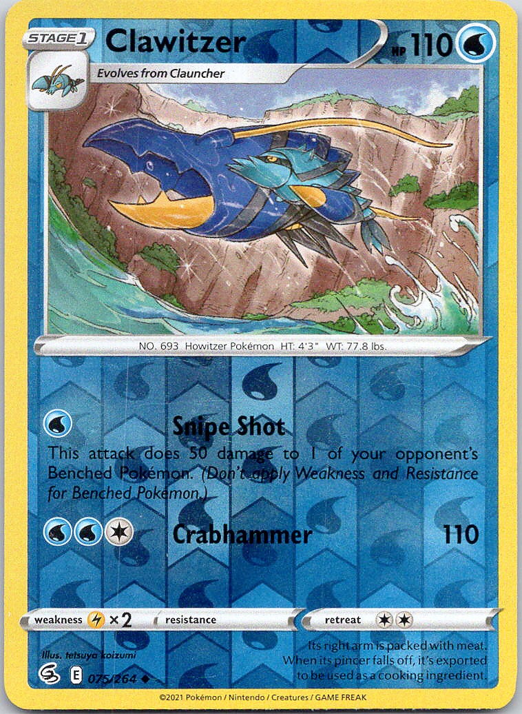 Pokemon Clawitzer 75/264 Fusion Strike Uncommon Reverse Holo NM TCG