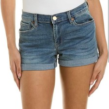 BLANK NYC The Folton Shorts Denim Jean 26 Blue Steel Rolled Hem Clean Wash New