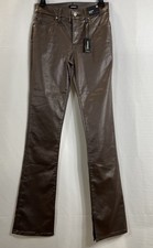 Express Women's Brown Faux Leather Skyscraper Mid Rise Flare Pants 6R NWT