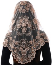 Spanish Style Catholic Mass Mantillas Veil for Prayer Floral Orthodox Head Co...
