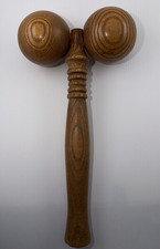 Vintage Oak Wooden Back Massager Roller Rolling Balls with Handle about 9 inches