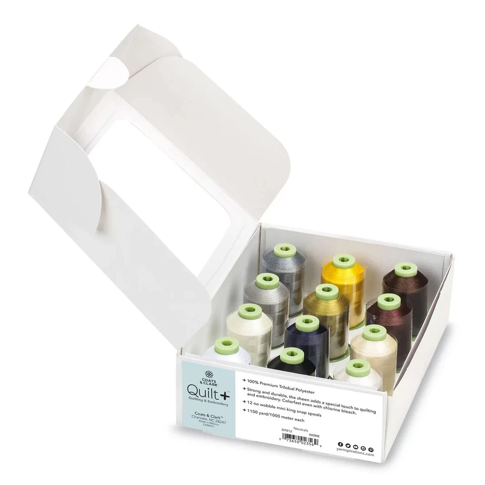 Coats & Clark Quilt + Quilting & Embroidery Thread 12 Spool Set "Basic Colors" - Image 2 of 2