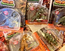 3 INCH Wind-Up Dinosaur Toy Set of 4 From Kipp Brothers Triceratops, T-Rex+ More